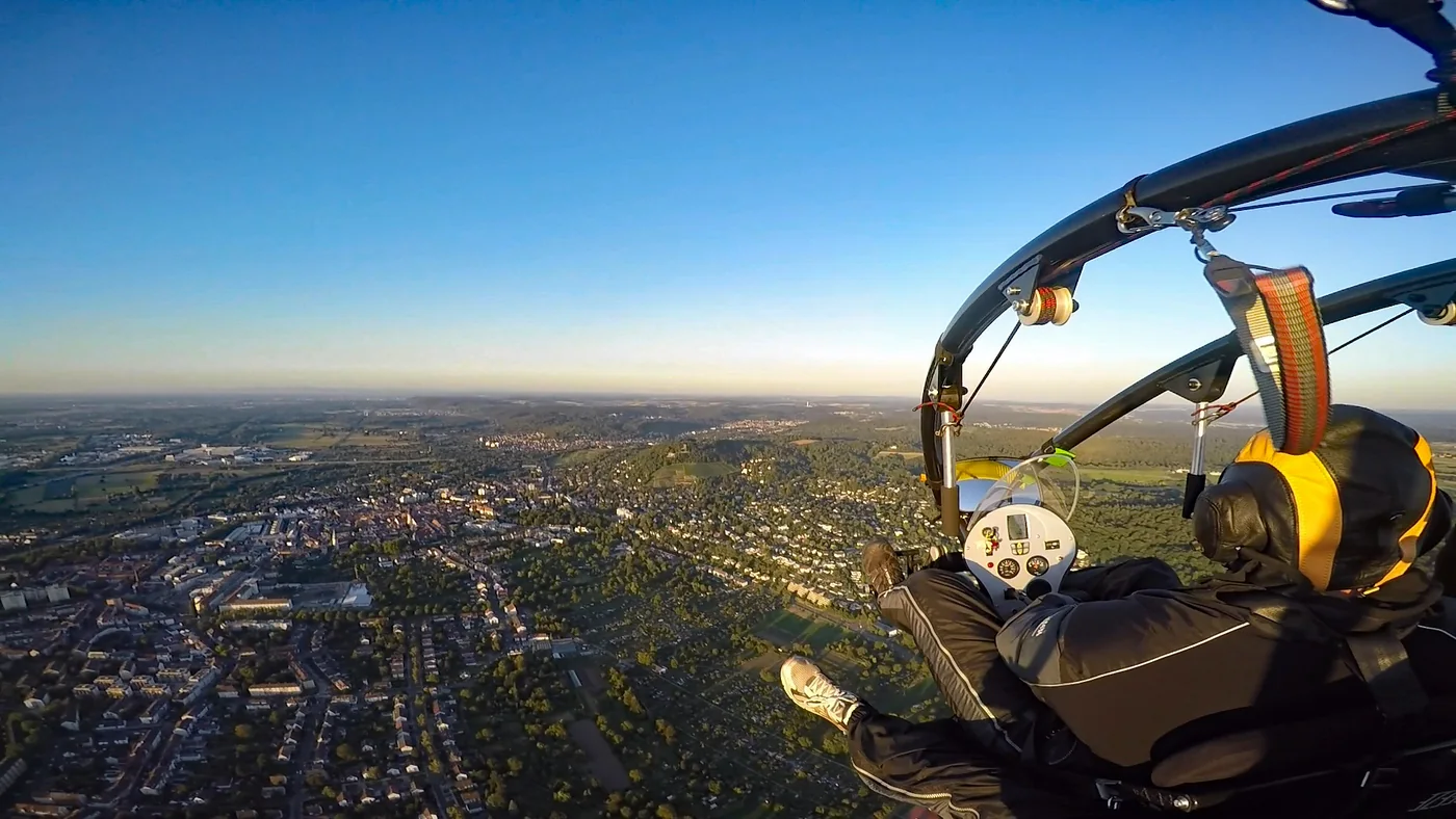 Blick über Karlsruhe in Richtung Durlach